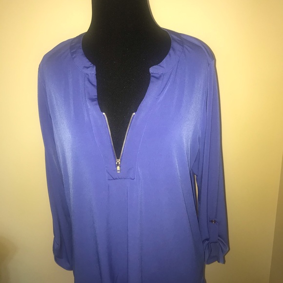 Front Of Closet Gold Zip Up Blouse Size Petite XL - Picture 3 of 8